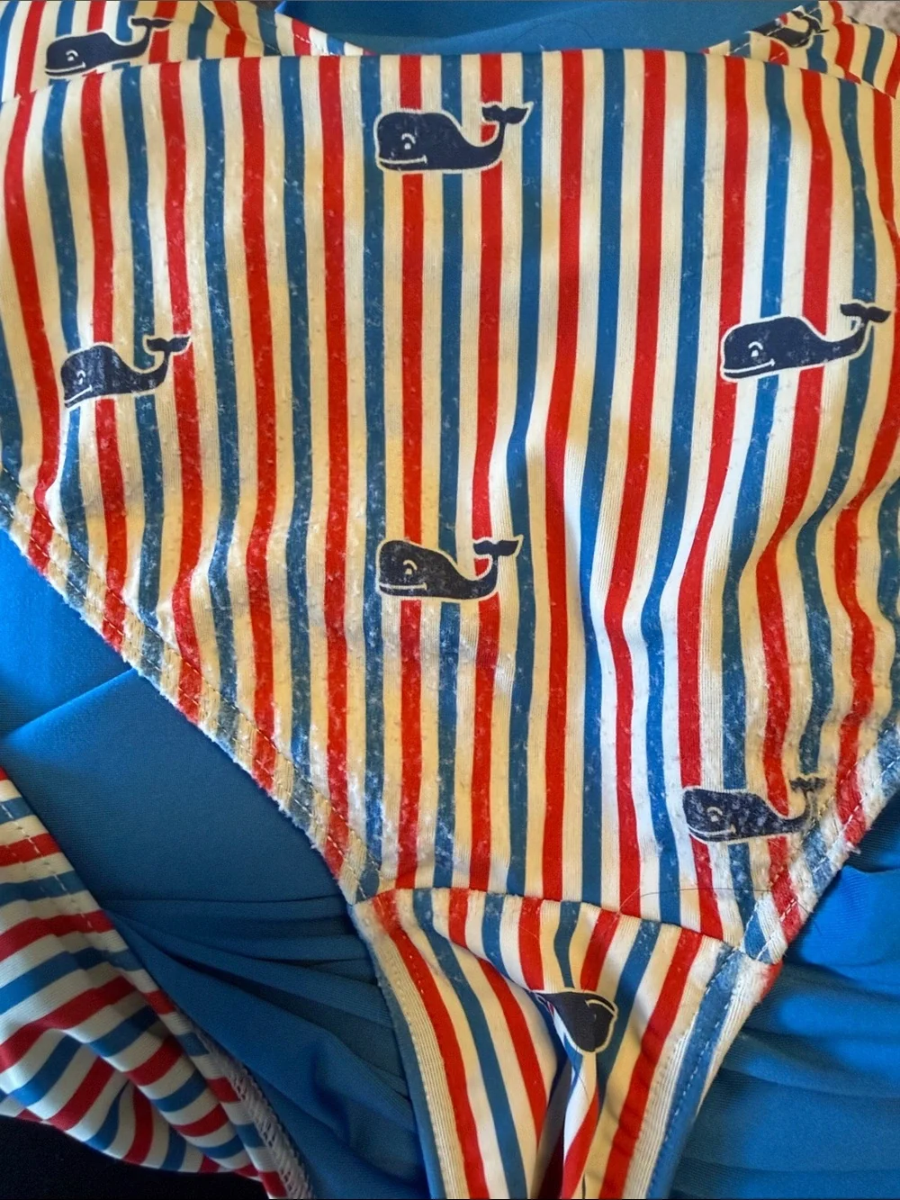 Vineyard Vines Red, Blue & White Striped Whale One-Piece Swim